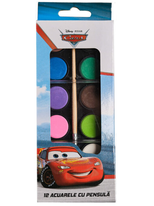 Set acuarele 12 culori + pensula, Disney Cars Set acuarele 12 culori + pensula, Disney Cars
