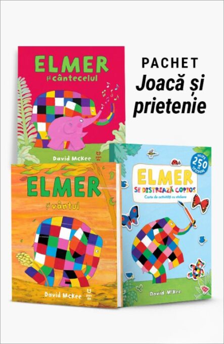 Pachet Joacă și prietenie. Elmer și cântecelul/Elmer și vântul/Elmer se distrează copios – David McKee Pachet Joacă și prietenie. Elmer și cântecelul/Elmer și vântul/Elmer se distrează copios – David McKee