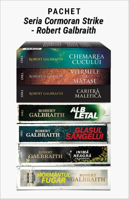 Pachet Seria Cormoran Strike – Robert Galbraith. Mormântul fugar/Inimă neagră ca noaptea/Glasul sângelui/Alb letal/Carieră malefică/Viermele de mătase/Chemarea cucului Pachet Seria Cormoran Strike – Robert Galbraith. Mormântul fugar/Inimă neagră ca noaptea/Glasul sângelui/Alb letal/Carieră malefică/Viermele de mătase/Chemarea cucului