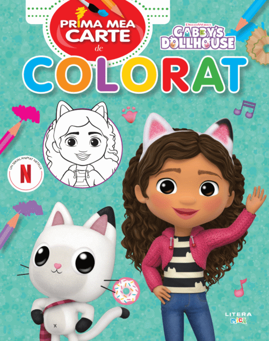 Gabby’s Dollhouse. Prima mea carte de colorat