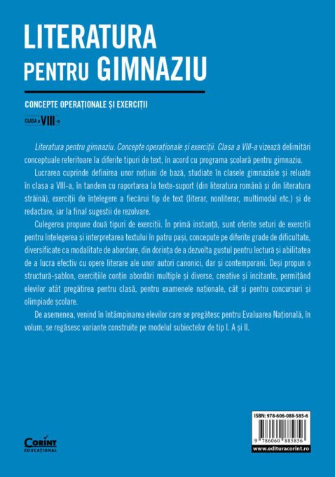 Literatura pentru gimnaziu. Concepte operaționale și exerciții. Clasa a VIII-a 2 Literatura pentru gimnaziu. Concepte operaționale și exerciții. Clasa a VIII-a - imagine 2