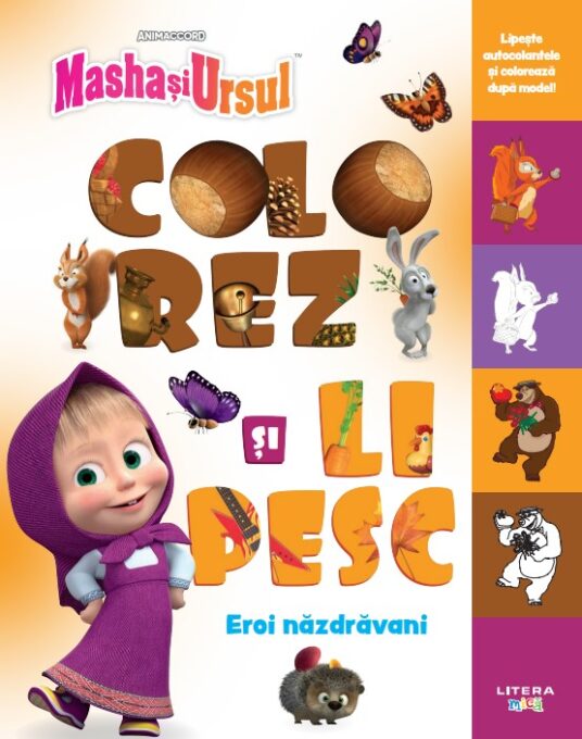 Masha si Ursul. Colorez si lipesc. Eroi nazdravani Masha si Ursul. Colorez si lipesc. Eroi nazdravani
