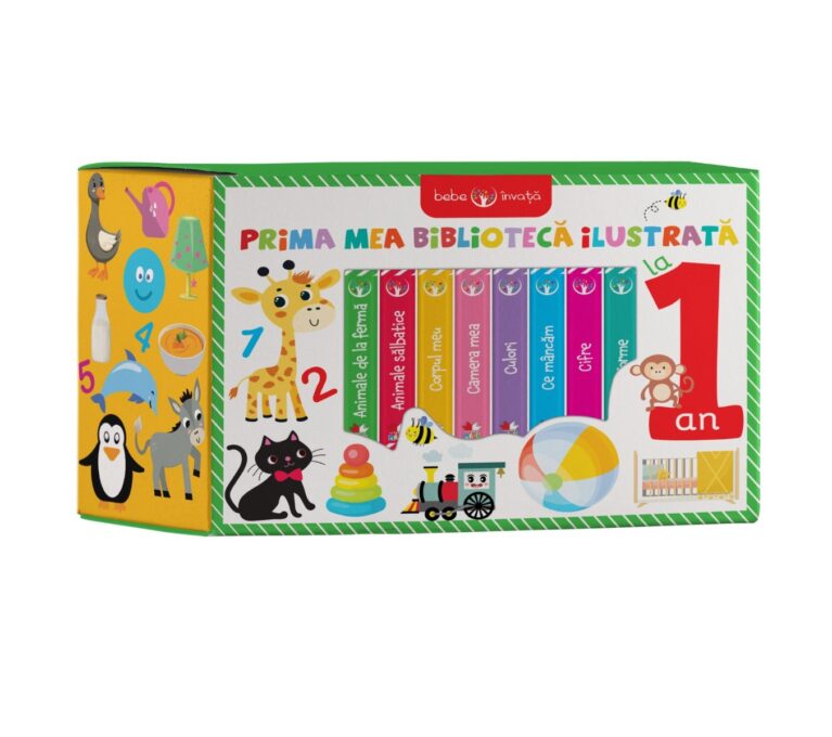 Cutie. Bebe invata. Prima mea biblioteca ilustrata la 1 an (8 carticele) Cutie. Bebe invata. Prima mea biblioteca ilustrata la 1 an (8 carticele)