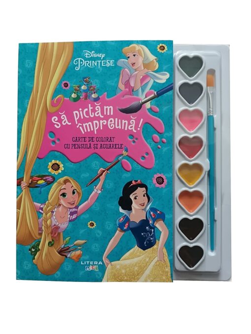 Disney. Prințese. Să pictăm împreună! Carte de colorat cu pensulă și acuarele Disney. Prințese. Să pictăm împreună! Carte de colorat cu pensulă și acuarele