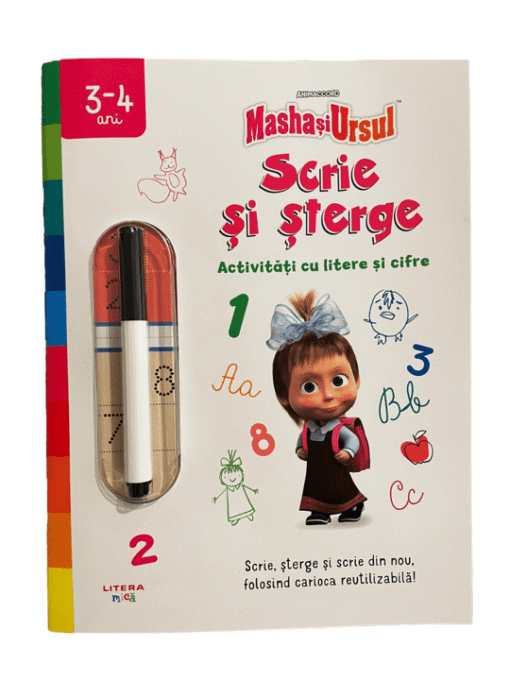 Masha si Ursul. Scrie si sterge. Activitati cu litere si cifre